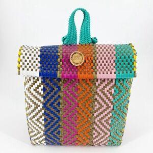 Maria Victoria Multicolor Woven Backpack Beach Travel Vacation Resort Pool
